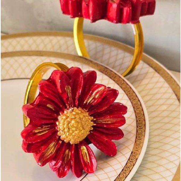 Napkin Rings, Red & Gold