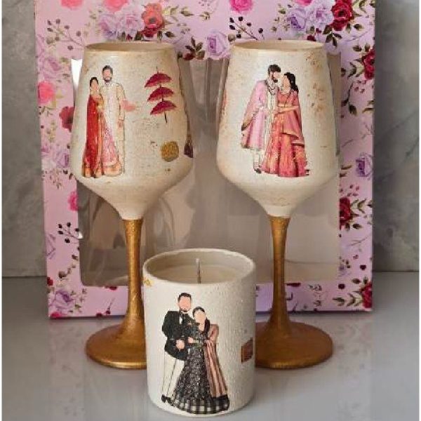 Wine Glass & Candle Set