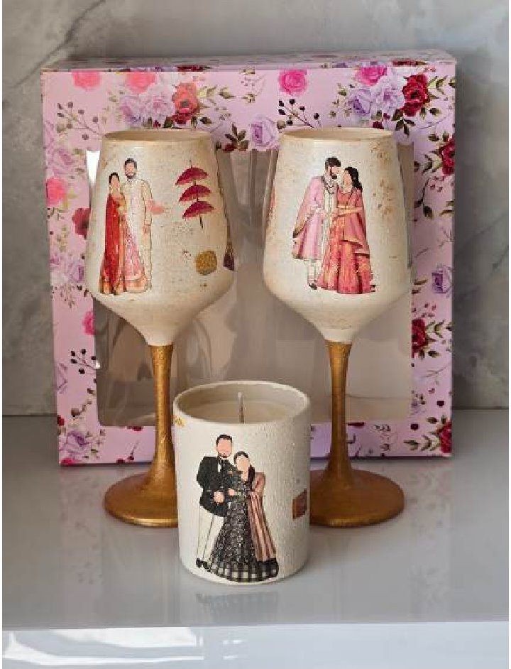 Wine Glass & Candle Set