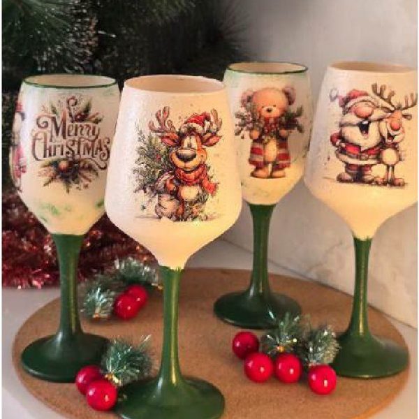 Hand-painted Wine Glasses, Christmas