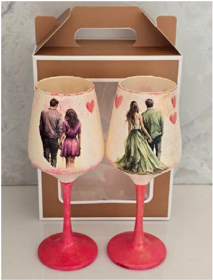 Hand-painted Wine Glasses, Couple