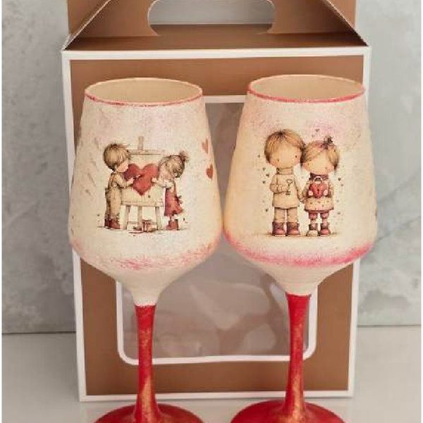 Hand-painted Wine Glasses, Cute Love