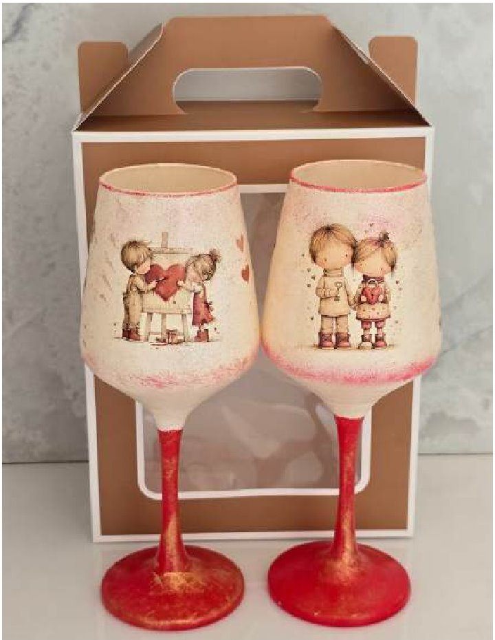 Hand-painted Wine Glasses, Cute Love